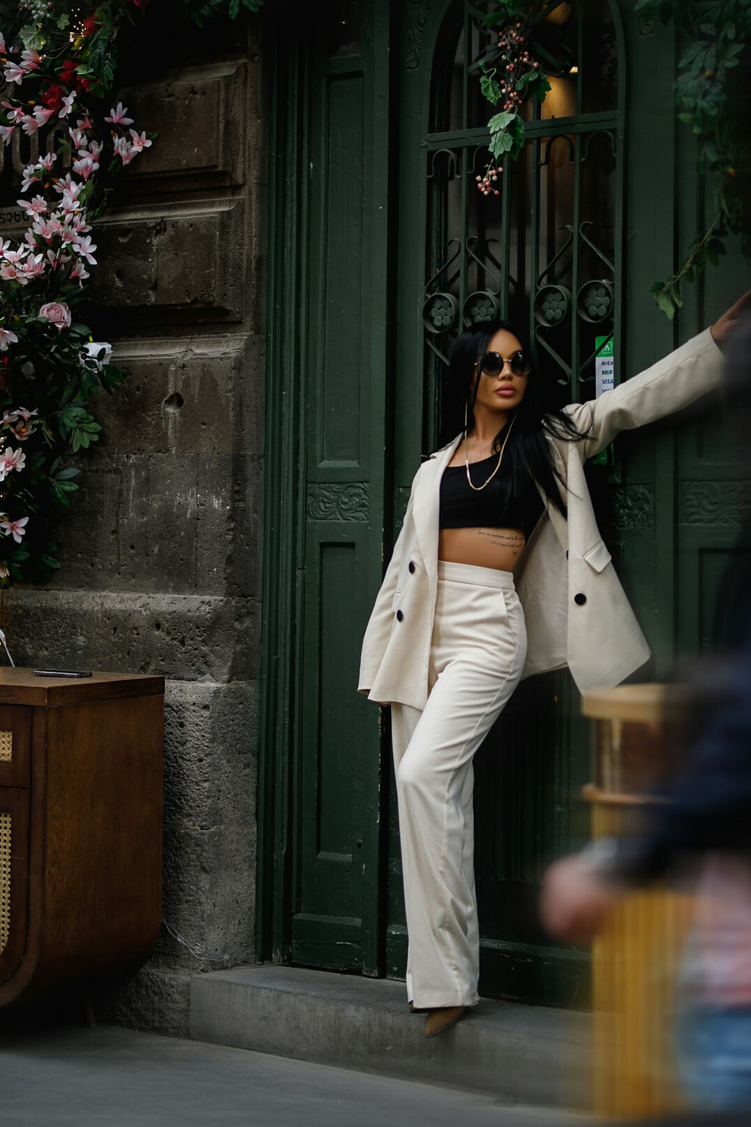 celebrity wearing trendy outfit